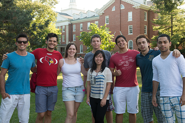 group of students in front of Fell Hall